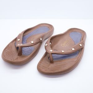 Cheeks Health Sandals Flip Flops by Tony Little Gel Footbeds Tan Womens Size 10